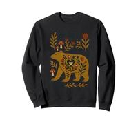 Art Populaire scandinave Ours botanique Floral Sweatshirt