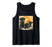 Art pour Chien Black Lab Trio Beach Sunset Labrador Retriever Débardeur