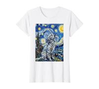 Art pour Chien Setter Anglais de la Nuit étoilée de Van Gogh T-Shirt Graphique avec Valeur, Femme, Blanc, XL