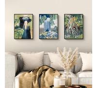 ART PRINT CAFE' Set de 3 posters, estampes japonaises: Hokusai, Cascades | Affiches 40x30 cm, sans cadre