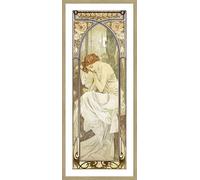 ART PRINT CAFE' Tableau Art nouveau - Mucha, Moments de la journée : Nuit | Affiche d’art avec cadre chêne