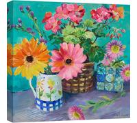 ART PRINT CAFE' - Tableau de fleurs shabby-chic - impression sur toile - In Whatmore - Pots de fleurs sauvages - 40x40 cm