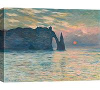 Art Print Café - Tableau Monet - Impression sur toile - Claude Monet, Lever du Soleil à Etretat - 100 x 70 cm