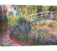 ART PRINT CAFE' - Tableaux célèbres, reproduction sur toile - Claude Monet, Le pont japonais, l'étang aux nymphéas - 100x70 cm