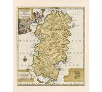 ART-PRINT-on-matte-paper-220gr- Ancient map Island Sardaigne anonyme - Image verticale européenne de l'île de la Sardaigne méditerranéenne ancienne carte européenne beau-art européen Prin 26_X_21_in
