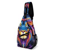 Art Psychédélique Du Lion Et De La Constellation Du Lion Unisexe Sling Bag Pratique Sacs D'Epaule Casual Sacs À Dos Porté Travers Pour Travail Business Excursion