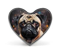 Art Pug Dog Élé Revers Cravate Broche Boutons Coeur Broche Badge Pin Bijoux pour Vêtements Chapeau Accessoires