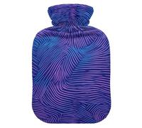 Art Purple Lines Bouillotte avec housse souple 2 l pour crampes menstruelles, crampes menstruelles