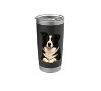 Art réaliste Border Collie pour les amoureux des chiens Gobelet isotherme en acier inoxydable double paroi