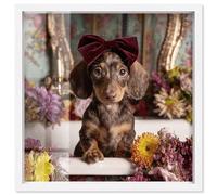 Art Remedy Doxxie Décoration murale en velours avec nœud pour salle de bain Motif animaux de compagnie Rose 30,5 x 30,5 cm