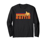 Art rétro Austin Texas Vintage années 70 Sunset Silhouette Art Manche Longue