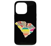 Art rétro coloré de la Silhouette de la Caroline du Sud Coque pour iPhone 13 Pro