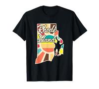 Art rétro coloré de l'État du Rhode Island T-Shirt