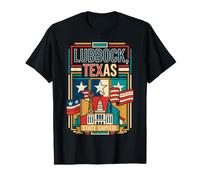 Art rétro de la Tour Skyline du Capitole de l'État du Texas à Lubbock T-Shirt