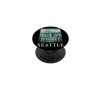 Art rétro de Seattle Skyline Washington Space Needle PopSockets PopGrip Adhésif