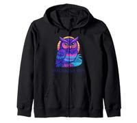 Art rétro du Coucher de Soleil Vaporwave Owl Sweat à Capuche