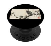 Art rétro Japonais en pin Motif Chouette à Cornes PopSockets PopGrip Adhésif