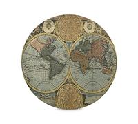 Art Rétro Mignon Cadeau Carte du Monde Lot de 1/4/6 Sets de Table Ronds Lavable, 39cm Set de Tables Napperons Antidérapant Chaleur Résiste Décor pour Dîner Accueil