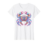 Art rétro psychédélique kaléidoscopique Crabe fractale T-Shirt Graphique avec Valeur