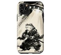 Art rétro Samouraï Grenouille UFO Abduction Encre Japonaise Coque pour iPhone 11 Pro
