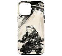 Art rétro Samouraï Grenouille UFO Abduction Encre Japonaise Coque pour iPhone 12 Pro Max