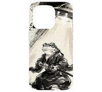 Art rétro Samouraï Grenouille UFO Abduction Encre Japonaise Coque pour iPhone 15 Pro