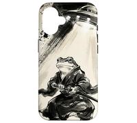 Art rétro Samouraï Grenouille UFO Abduction Encre Japonaise Coque pour iPhone 16