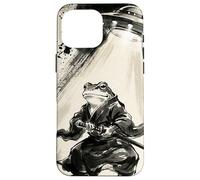 Art rétro Samouraï Grenouille UFO Abduction Encre Japonaise Coque pour iPhone 16 Pro Max