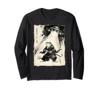 Art rétro Samouraï Grenouille UFO Abduction Encre Japonaise Manche Longue