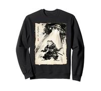 Art rétro Samouraï Grenouille UFO Abduction Encre Japonaise Sweatshirt