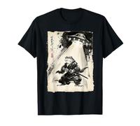 Art rétro Samouraï Grenouille UFO Abduction Encre Japonaise T-Shirt