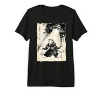 Art rétro Samouraï Grenouille UFO Abduction Encre Japonaise T-Shirt Haut de Gamme