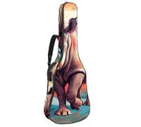Art Rhino Sac pour guitare acoustique avec bandoulière réglable et crochet arrière, convient pour guitares électriques, basses, guitares classiques, ukulélé, Motif rhinocéros d'art, 42.9x16.9x4.7 in,