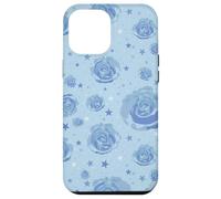 Art Rose Bleu Clair Graphique élégant de Fleurs esthétiques Coque pour iPhone 12 Pro Max
