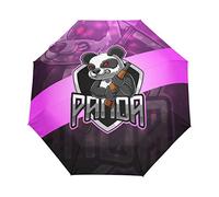 Art Rose Panda en Colère Parapluie Pliant Ouverture et Fermeture Automatique Protection UV Parapluies Pliant Coupe-Vent Ultra-léger pour Voyager Plage Femmes Enfants Fille