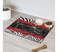 Art Rose Zebra Tapis d'alimentation en marbre pour chat et chien Tapis d'alimentation pour animal domestique Tapis d'alimentation absorbant Nti-Slip Contiennent les déversements Protège les sols Set