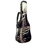 Art Roses Skull Sac pour guitare acoustique avec 2 poches, bandoulière réglable et crochet arrière, convient pour guitares électriques, basses et guitares classiques, Art Roses Crâne, 42.9x16.9x4.7