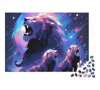 Art Rugissement Lion 3 Couches Carton Illustration Fantaisie numérique Puzzle, Défi Ultra Difficile Adultes, Entraînement Cerveau, Soulagement Stress, Décor Mural & Cadeau Seniors 38x26cm/1000pcs