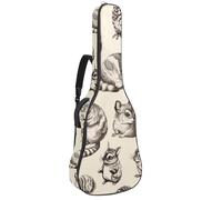 Art Sac pour guitare acoustique peint à la main avec bandoulière réglable et crochet arrière, convient pour guitares électriques, basses, guitares classiques, ukulélé, Animaux peints à la main,