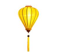 Art Saigon Lampion Asiatique en Soie Jaune M Ø29cm - Lanterne Traditionnelle de Hoi an en Tissu, Bambou et Bois, Fait Main - Artisanat et Décoration du Vietnam (M20-J)