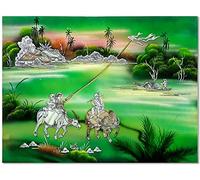 Art Saigon Tableau en Bois Laqué 30x40cm - La Campagne du Vietnam en Nacre - Artisanat du Vietnam (réf. S30-200648)
