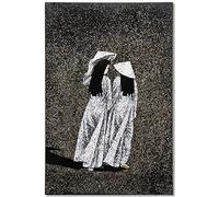 Art Saigon Tableaux en Bois Laqué, Coquille d’Œuf “Femmes Vietnamiennes” L20 x H30cm, Fait Main - Panneau Mural de Décoration, Style Asiatique - Artisanat et Déco du Vietnam (S43-5472)