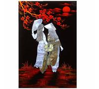 Art Saigon Tableaux en Bois Laqué et Nacre, Motif Femmes Vietnamiennes, L20 x H30cm, Fait Main - Peinture Panneau Mural de Décoration, Style Asiatique, Artisanat du Vietnam (S61-9559)