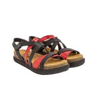 ART Sandales Rhodes à bout ouvert pour femme, Nappa Noir/rouge, 41 EU