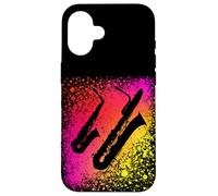 Art Saxophone Alto et Saxophone Basse pour Fier Saxophoniste Coque pour iPhone 16