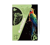 Art scratch Paper - Pass de patinage à paillettes faites à la main, feuilles artisanales créatives | A4 Dessins de taille et de colorants, motifs d'animaux amusants et paysages de papier de graffiti