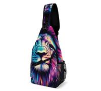 Art Spatial Coloré Du Lion Unisexe Sacs À Dos Porté Travers Léger Sling Bag Portable Sacoche Bandouliere Pour Loisirs Business Excursion