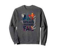 Art Speaks When Words Fail - Citation inspirante sur Les Arts Sweatshirt, Unisexe pour Adultes, Chiné Foncé, M