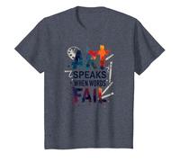 Art Speaks When Words Fail - Citation inspirante sur Les Arts T-Shirt, Enfant, Bleu Chiné, 6 Ans