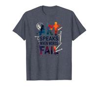 Art Speaks When Words Fail - Citation inspirante sur Les Arts T-Shirt, Homme, Bleu Chiné, M
